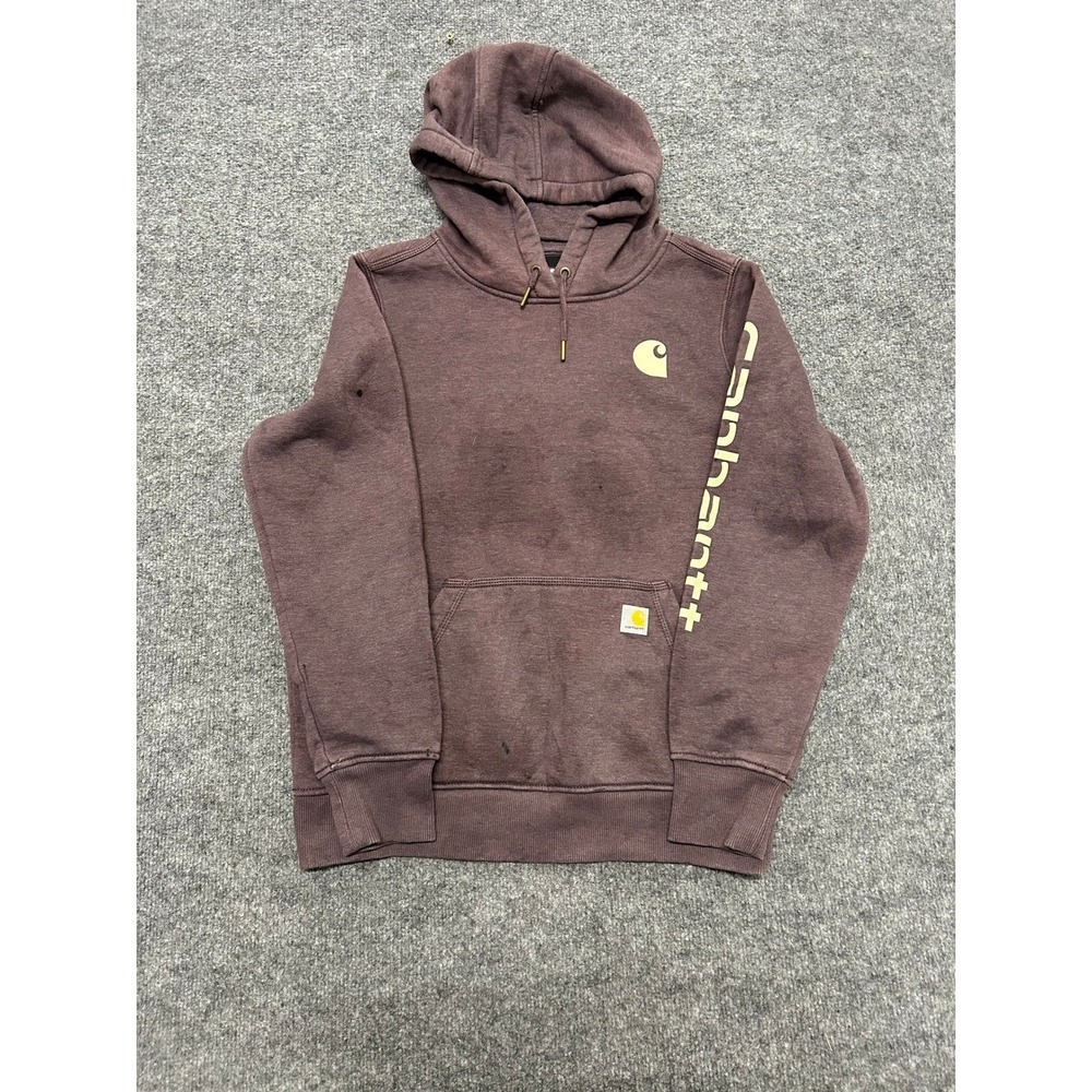 Carhartt Hoodie Womens Size M Purple Relaxed Fit Sleeve Logo Pullover TS0288-W